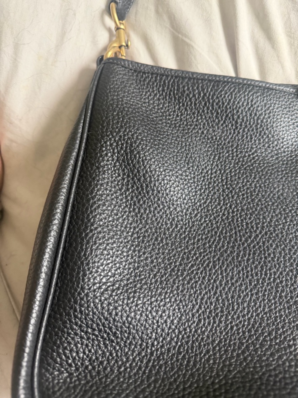 Coach Cary Black Pebbled Leather Shoulder Bag with Gold Hardware - Picture 8 of 11